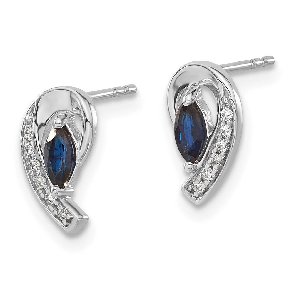 14k White Gold Diamond Sapphire Drop & Dangle Earrings