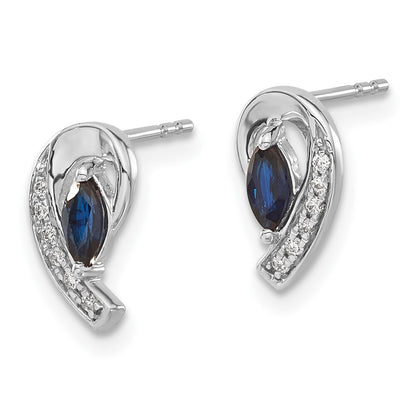 14k White Gold Diamond Sapphire Drop & Dangle Earrings