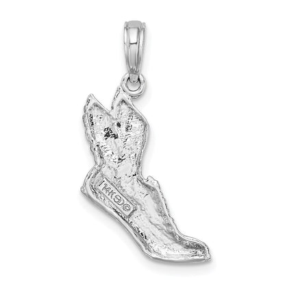 14k White Gold Polished Running Shoe Pendant for Women