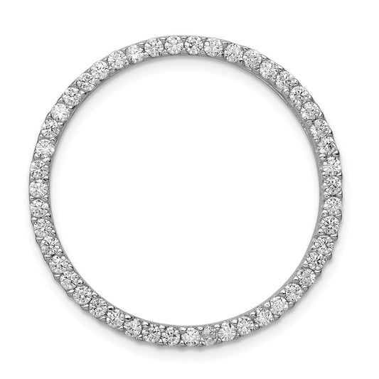 Sterling Silver Rhodium-platedCubic Zirconia Chain Slide Pendant