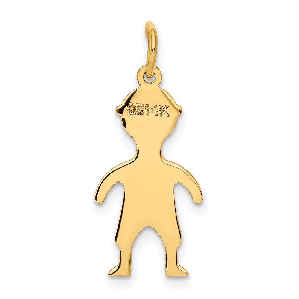 14k Yellow Gold .018 Depth Engravable Boy Charm Pendant for Women