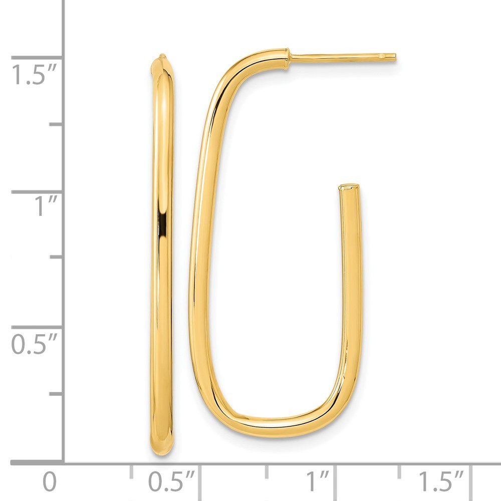 14k Yellow Gold Polished J-Hoop Earrings