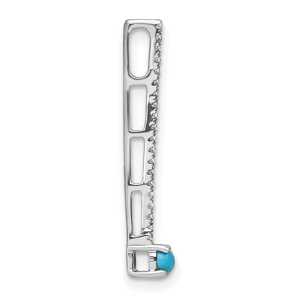 14k White Gold Turquoise and White Topaz Pendant for Women