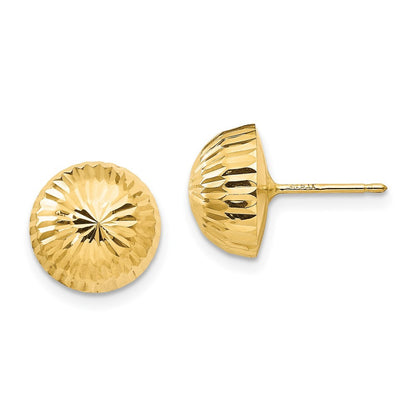 14k Yellow Gold Madi K Polished & Diamond-Cut 10mm Button Post Earrings