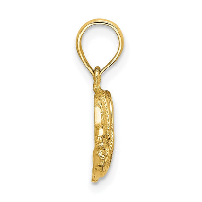 14k Yellow Gold Polished Engraved Fish Charm