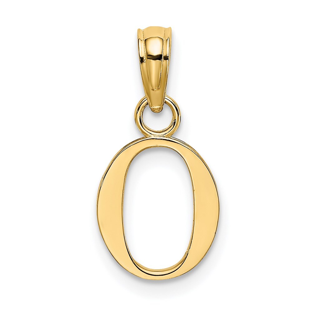 14k Yellow Gold Polished Block Letter O Initial Pendant