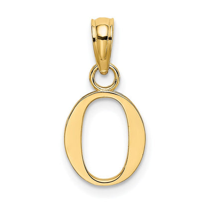 14k Yellow Gold Polished Block Letter O Initial Pendant