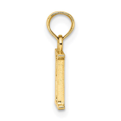 14k Yellow Gold Polished Block Letter H Initial Pendant for Women