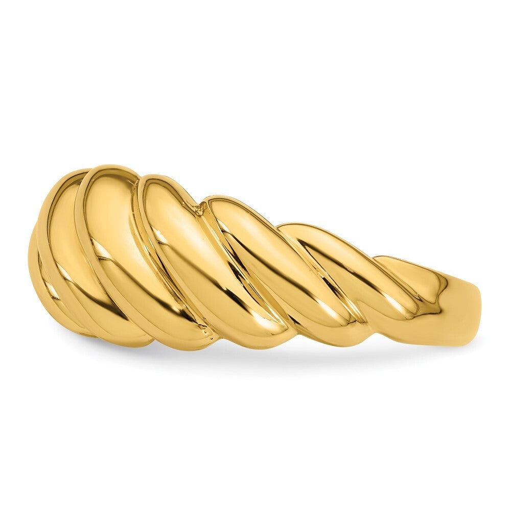 14K Yellow Gold Polished Twisted Domed Ring Size 7