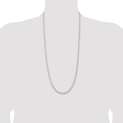 Sterling Silver Rhodium-plated 4.5mm Solid Rope Chain