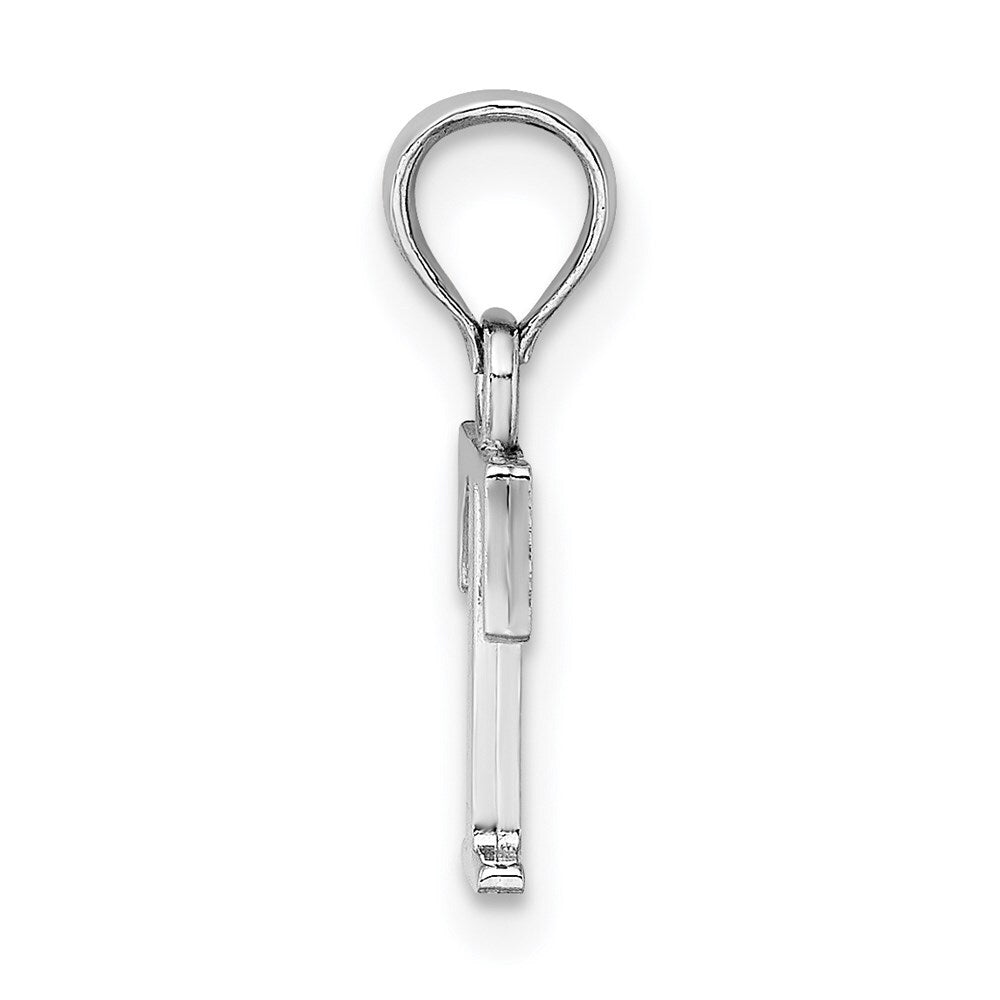 14k White Gold Polished Block Letter T Initial Pendant for Women