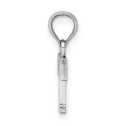 14k White Gold Polished Block Letter T Initial Pendant for Women