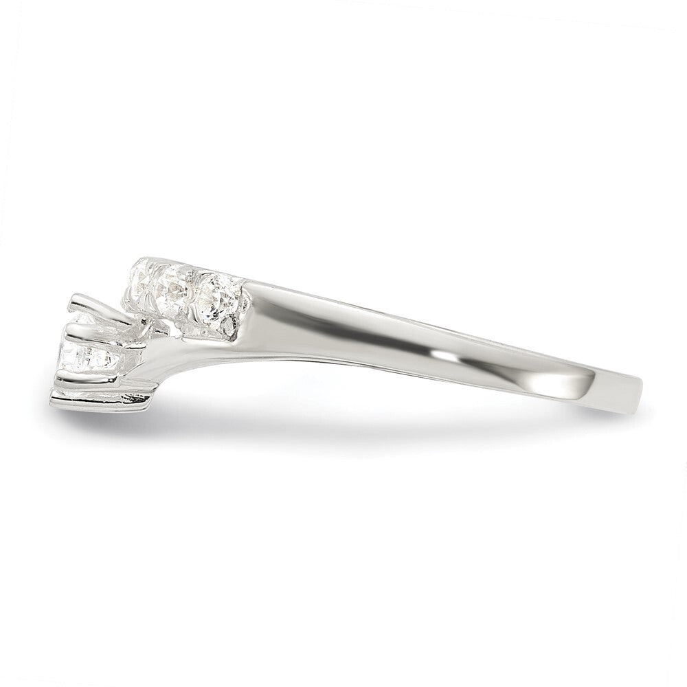 Sterling Silver Row and Solitaire Cubic Zirconia Ring Size 7