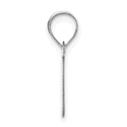 14k White Gold Polished Bubble Letter I Initial Pendant for Women