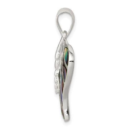 Sterling Silver Rhodium-plated Abalone Butterfly Pendant