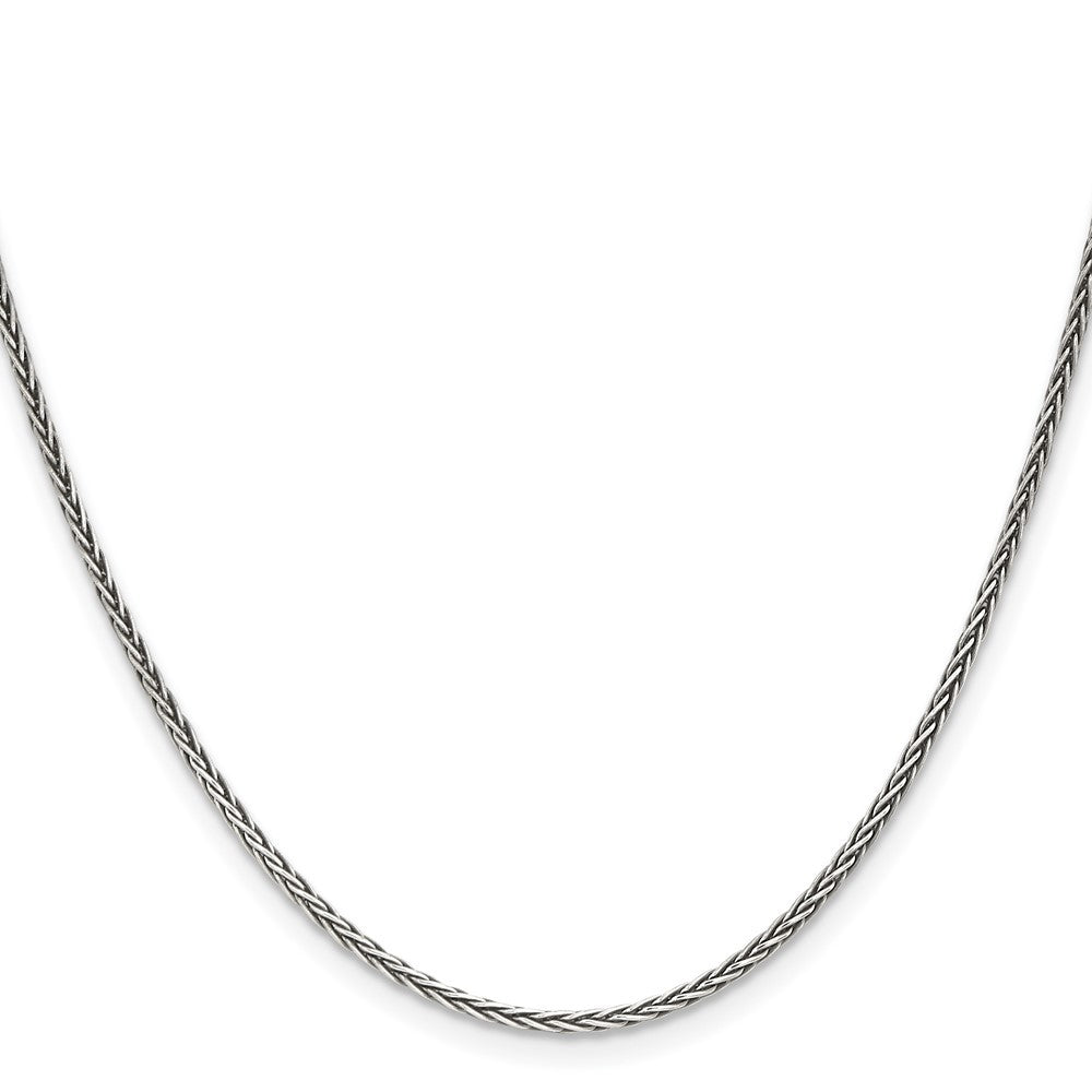 Sterling Silver Antiqued 1.6mm Solid Square Spiga Chain Necklace
