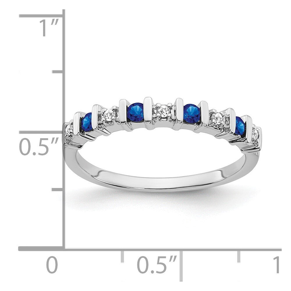 14k White Gold Sapphire and Diamond Band Size 7
