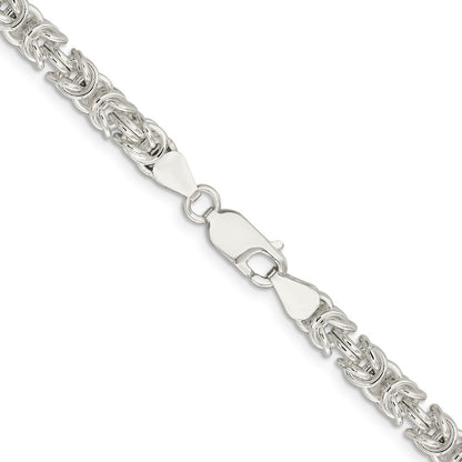 Sterling Silver 5.5mm Rounded Byzantine Chain Necklace
