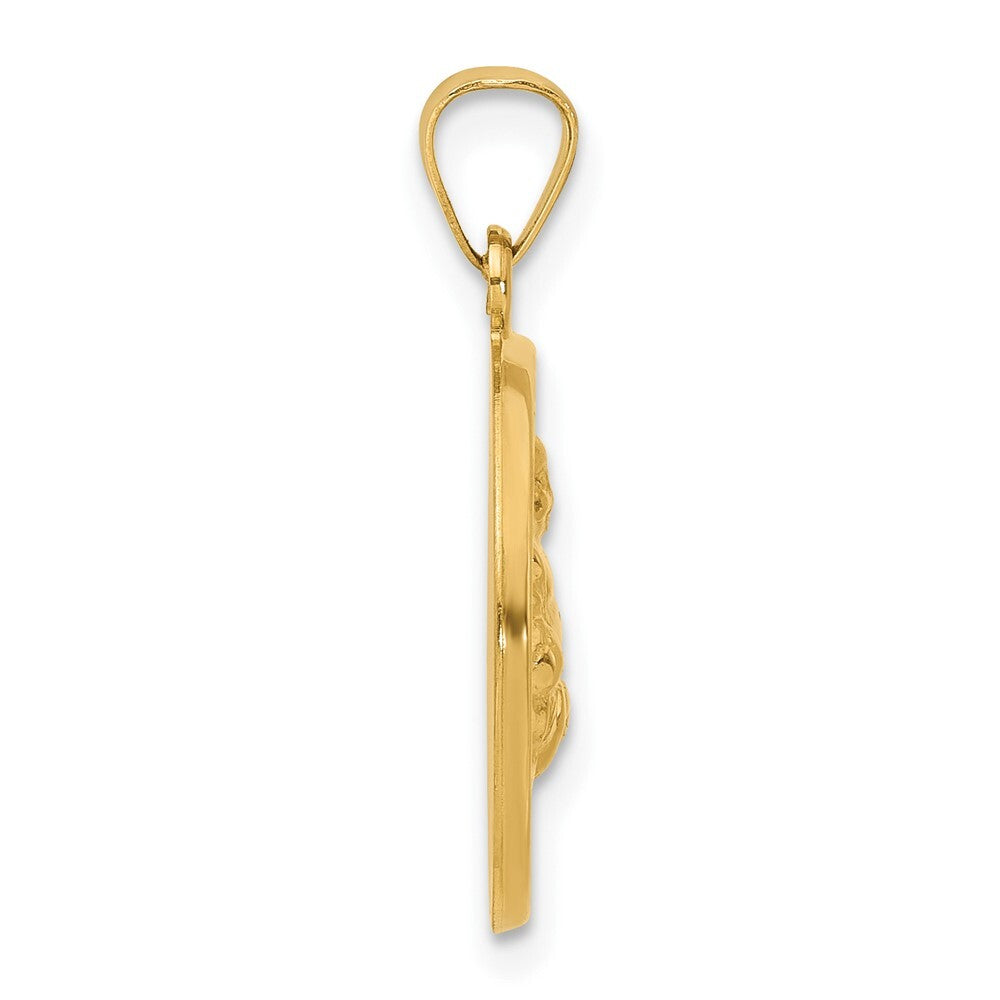 14k Yellow Gold Hollow Buddha Charm Pendant for Women
