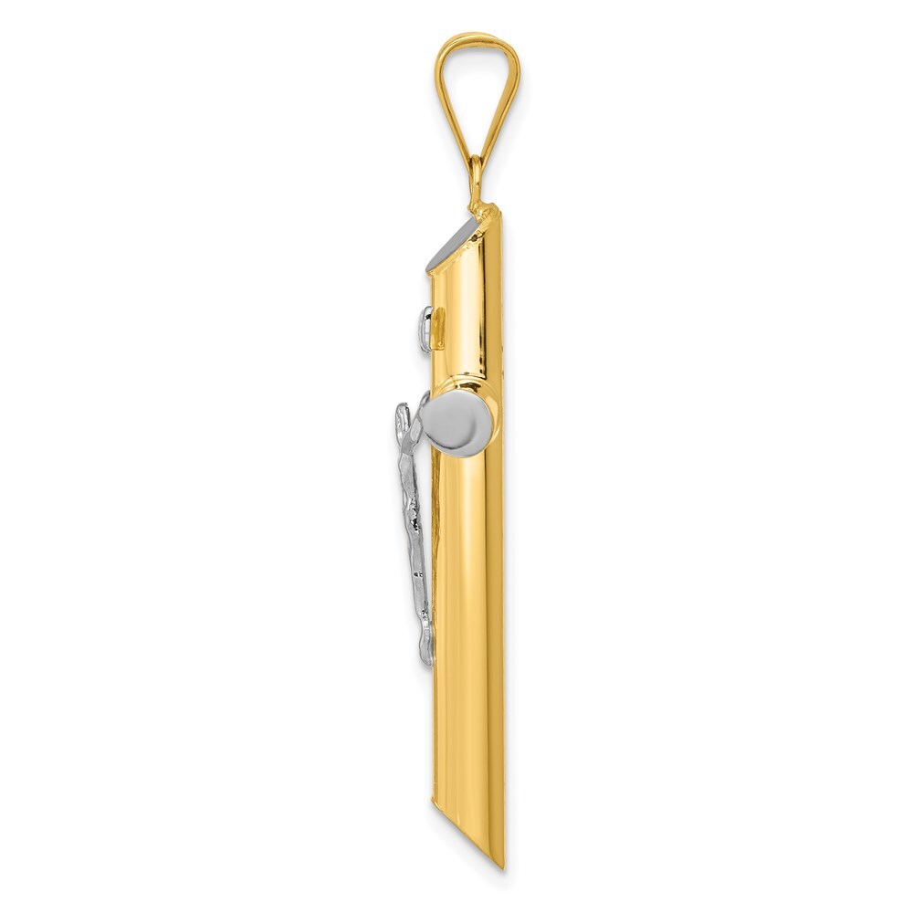 14k Two-tone Gold Rhodium Inri Crucifix Pendant for Women