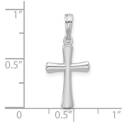 14K White Gold Polished Beveled Cross w Round Tips Charm
