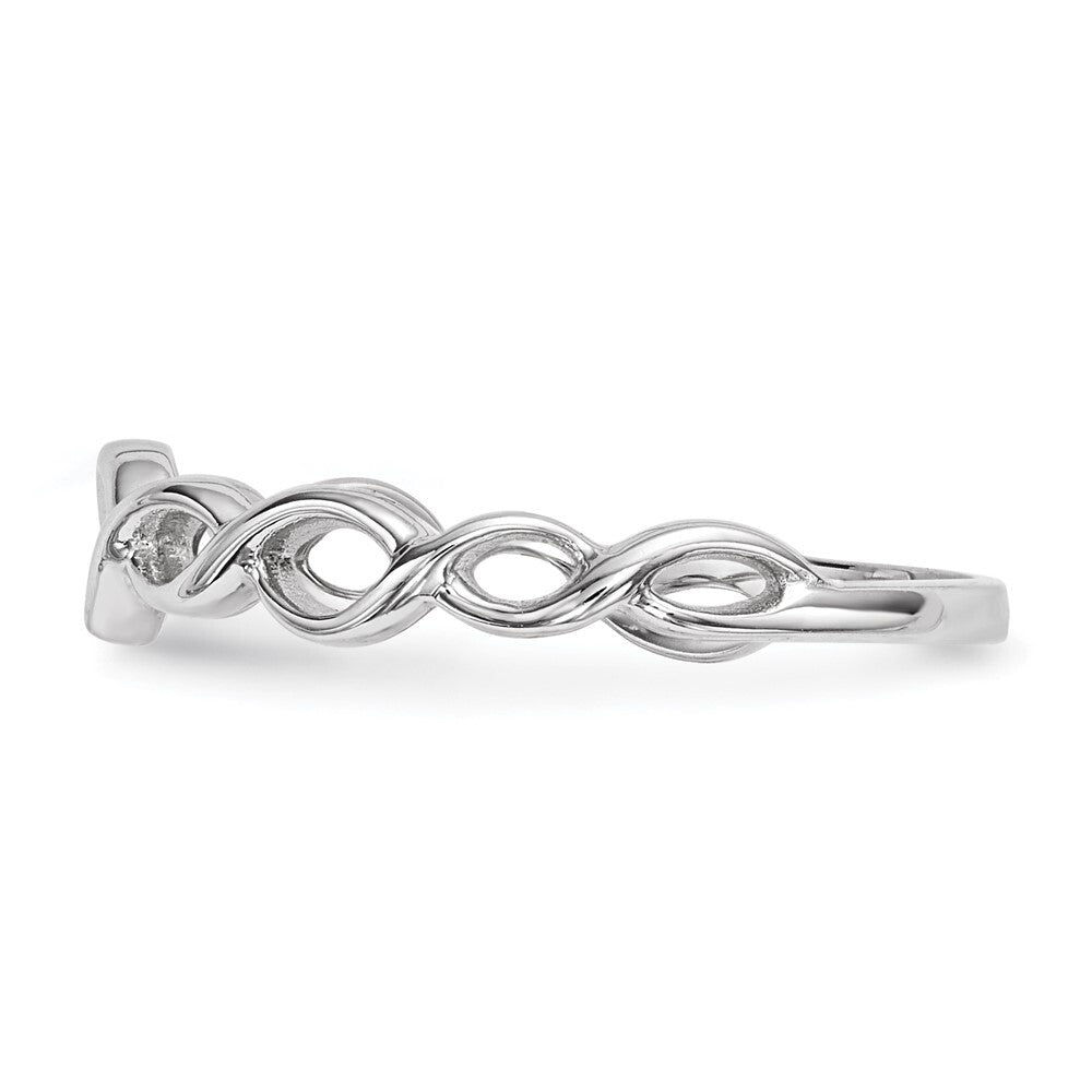 14k White Gold Polished Twisted Loops Ring Size 7