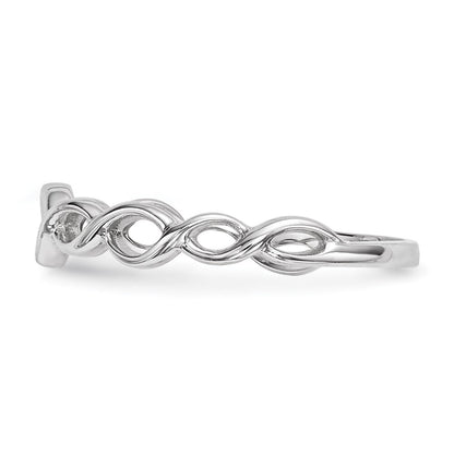 14k White Gold Polished Twisted Loops Ring Size 7