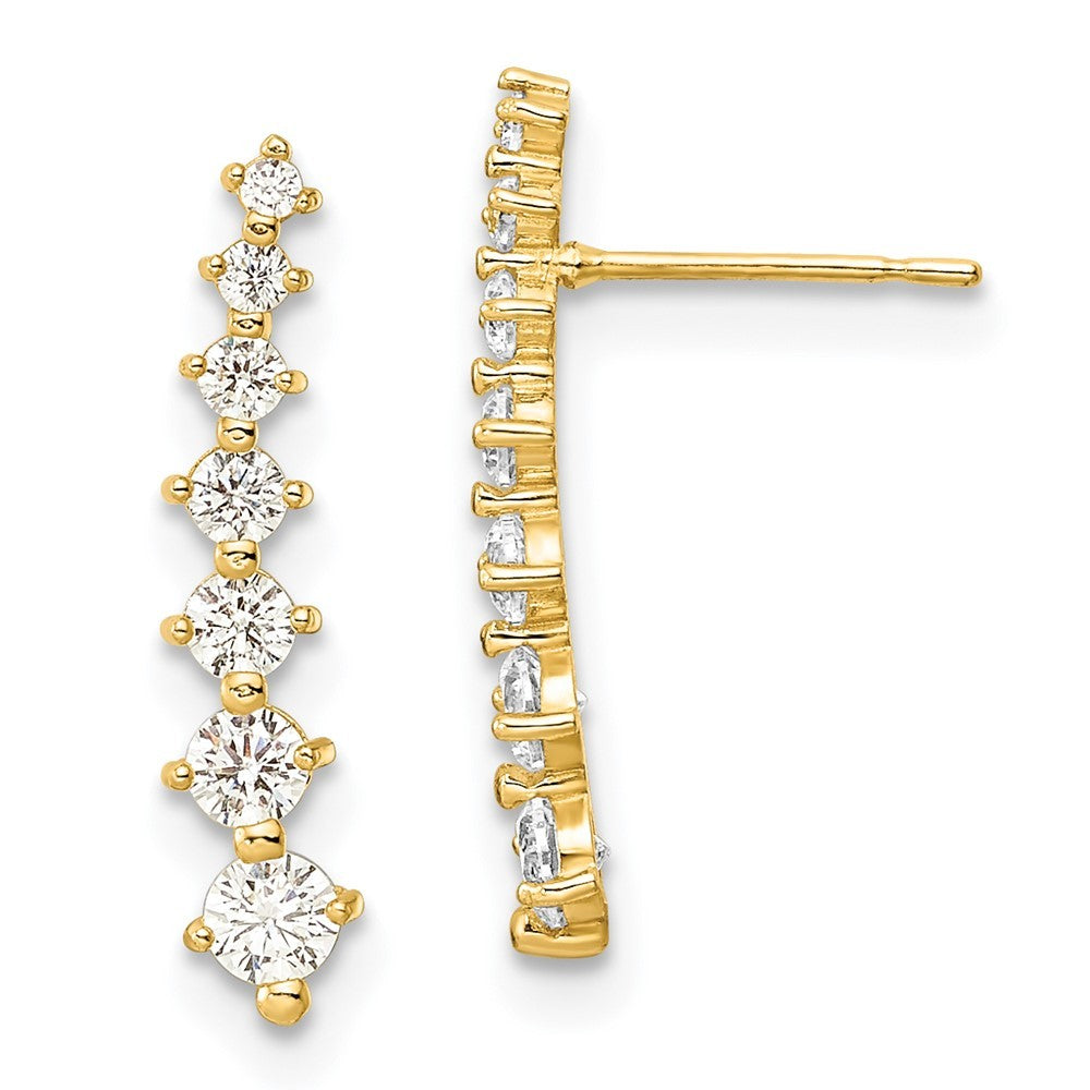 14k Yellow Gold Polished White CZ Earrings