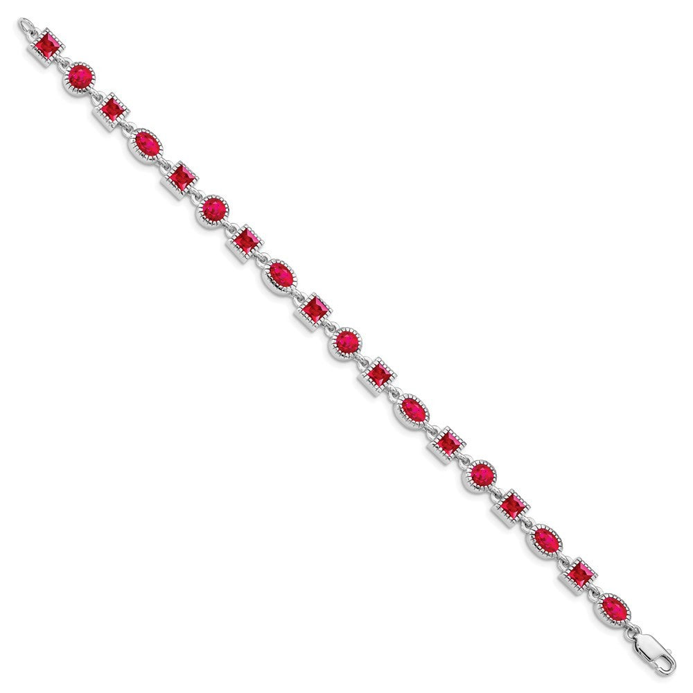 Sterling Silver Rhodium-plated Ruby Bracelet