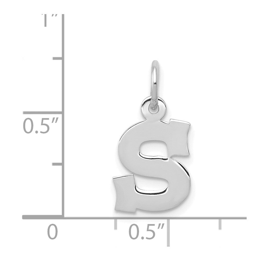 14k White Gold Small Block Letter S Initial Charm Pendant for Women