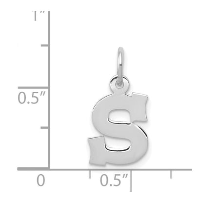 14k White Gold Small Block Letter S Initial Charm Pendant for Women