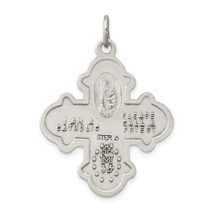 Sterling Silver Antiqued 4-way Medal Pendant Holiday Gift for Women