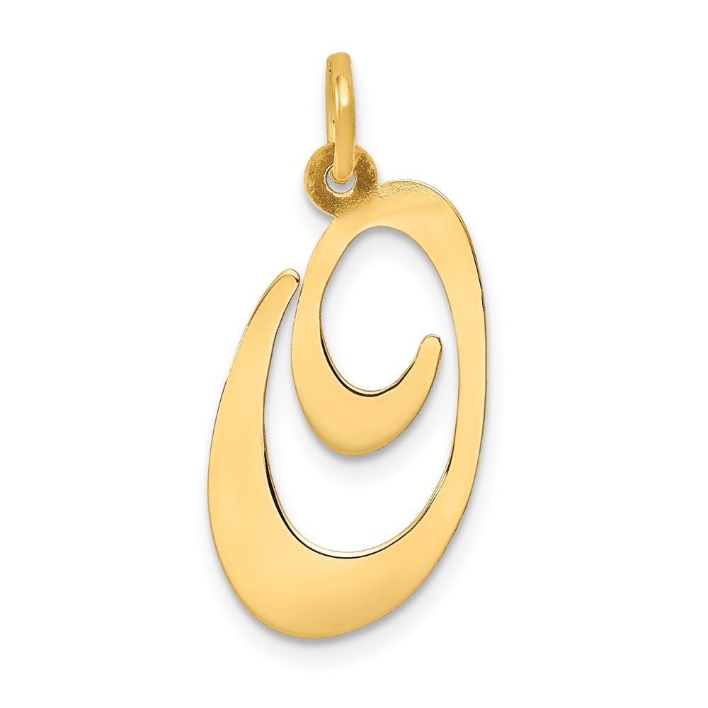 14k Yellow Gold Large Fancy Script Letter O Initial Charm Pendant for Women