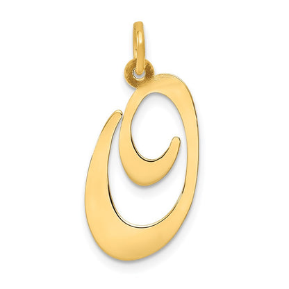14k Yellow Gold Large Fancy Script Letter O Initial Charm Pendant for Women