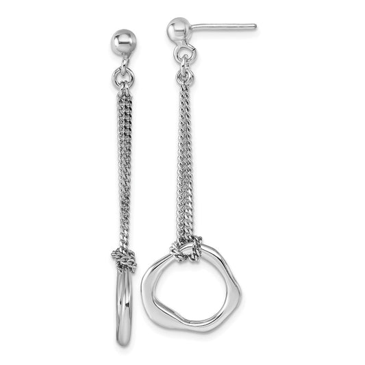 Sterling Silver Rhodium-plated Polished Abstract Chain Dangle Earrings
