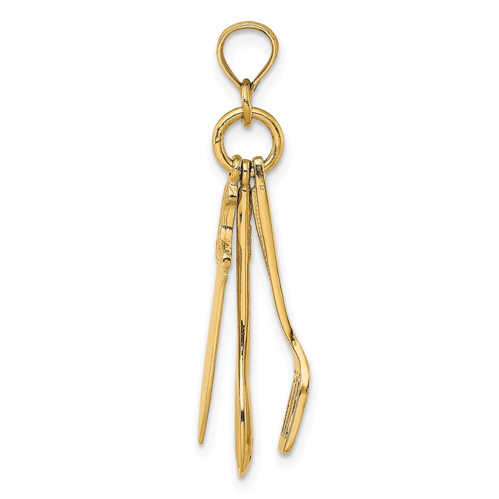 14k Yellow Gold 3-D Moveable Spatula, Spoon, and Knife Charm Pendant for Women