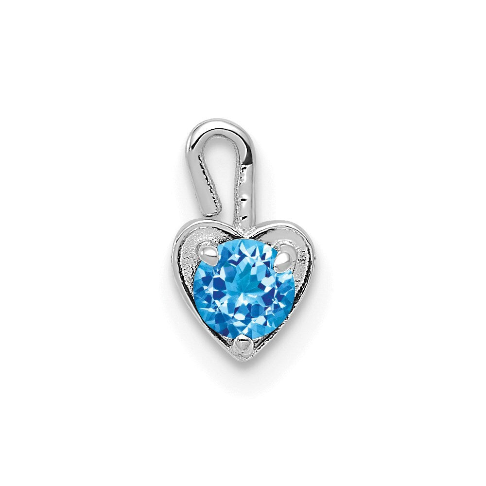 14k White Gold December Synthetic Birthstone Heart Charm Pendant for Women