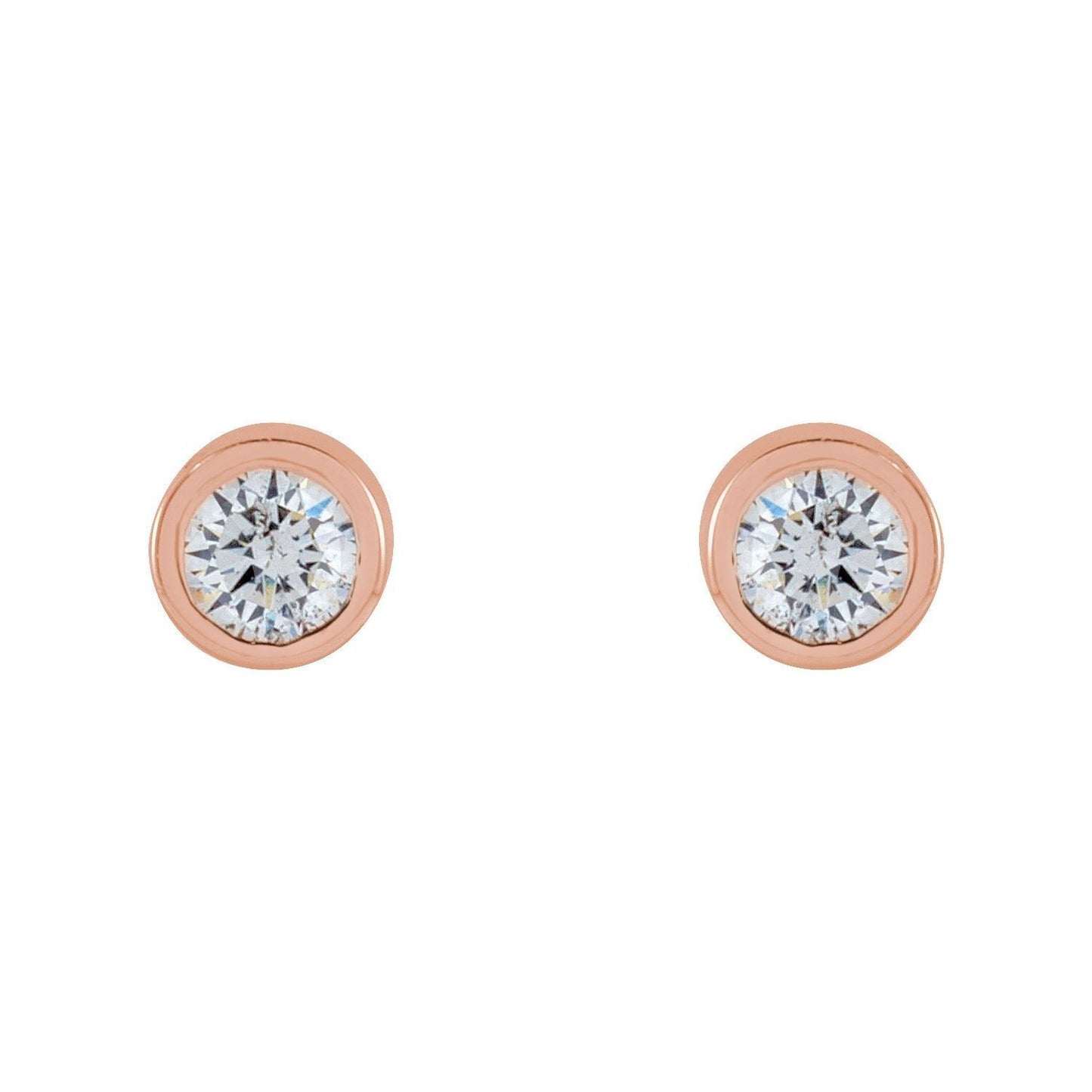 14k Rose Gold .04 CTW Natural Diamond Micro Bezel-Set Stud Earrings