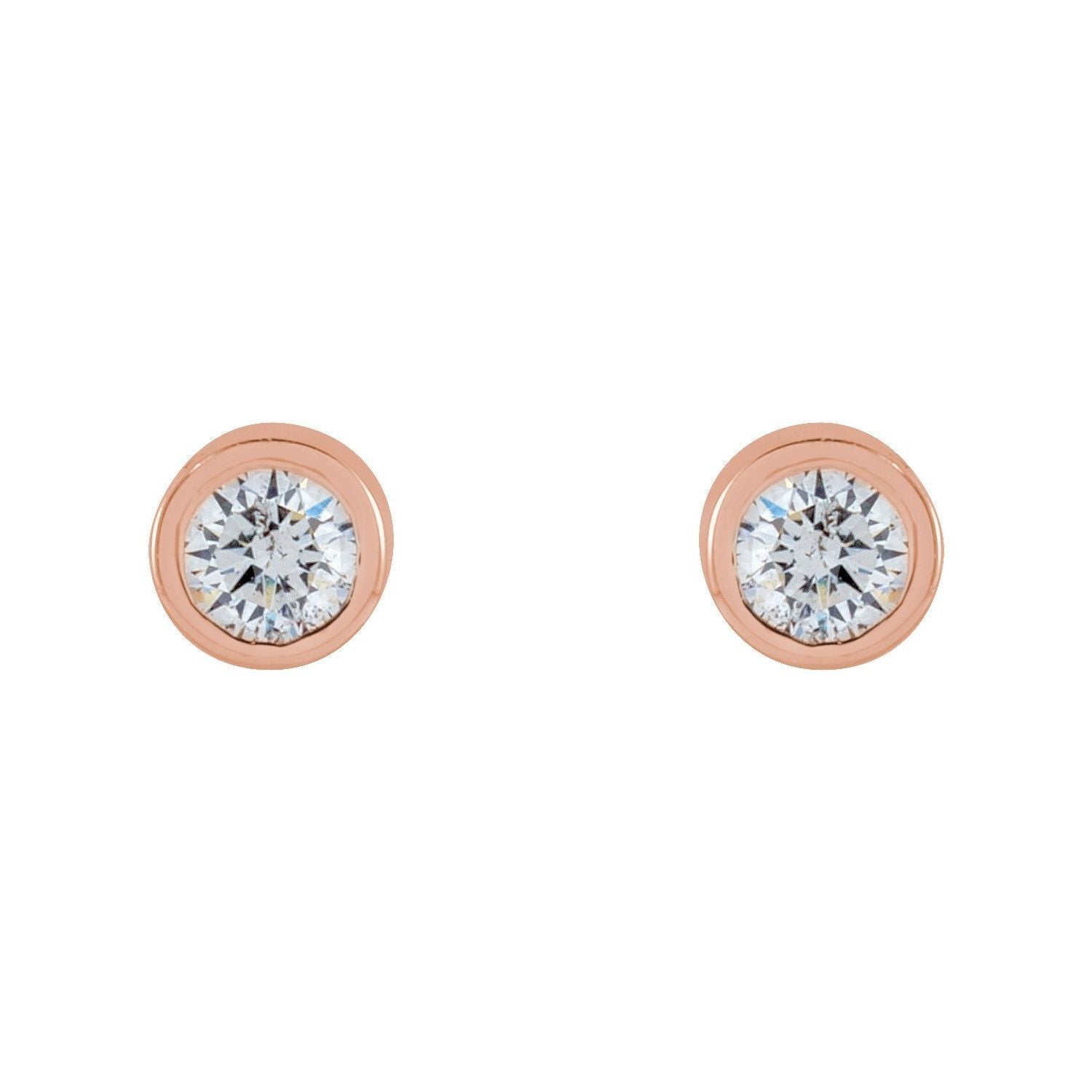 14k Rose Gold .04 CTW Natural Diamond Micro Bezel-Set Stud Earrings