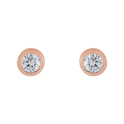 14k Rose Gold .04 CTW Natural Diamond Micro Bezel-Set Stud Earrings