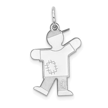 14k White Gold Kid Charm Pendant for Women