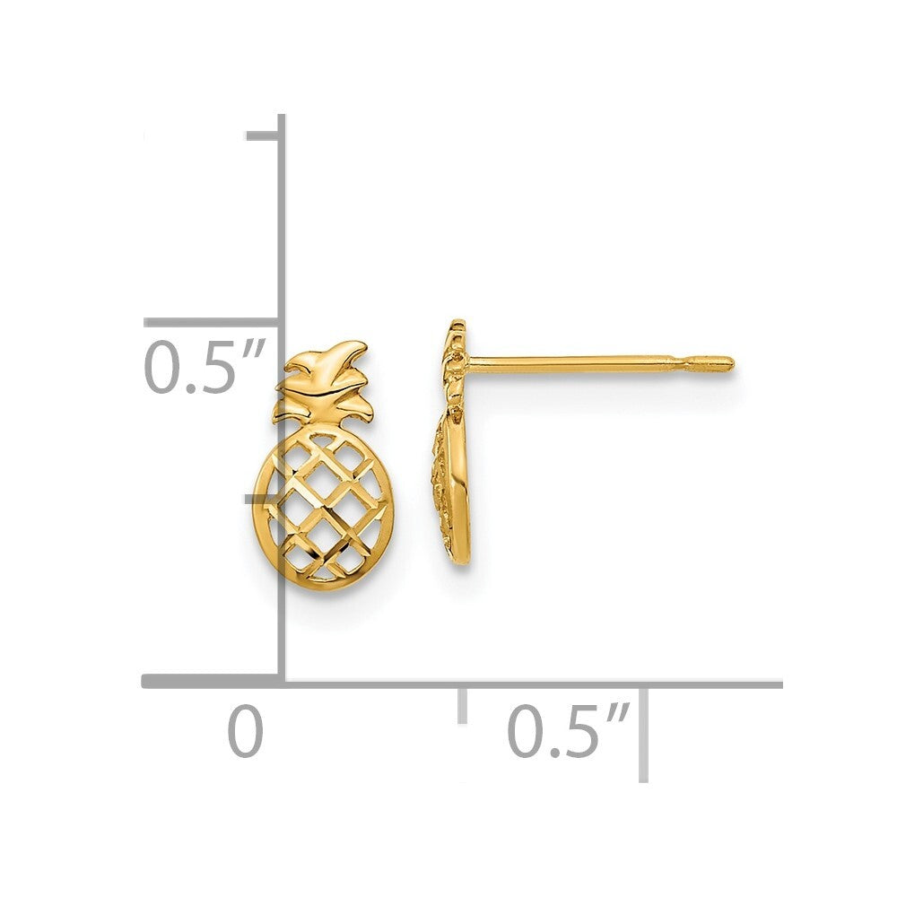 14k Yellow Gold D/C Children's Pineapple Stud Earrings