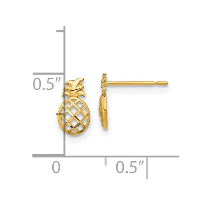 14k Yellow Gold D/C Children's Pineapple Stud Earrings