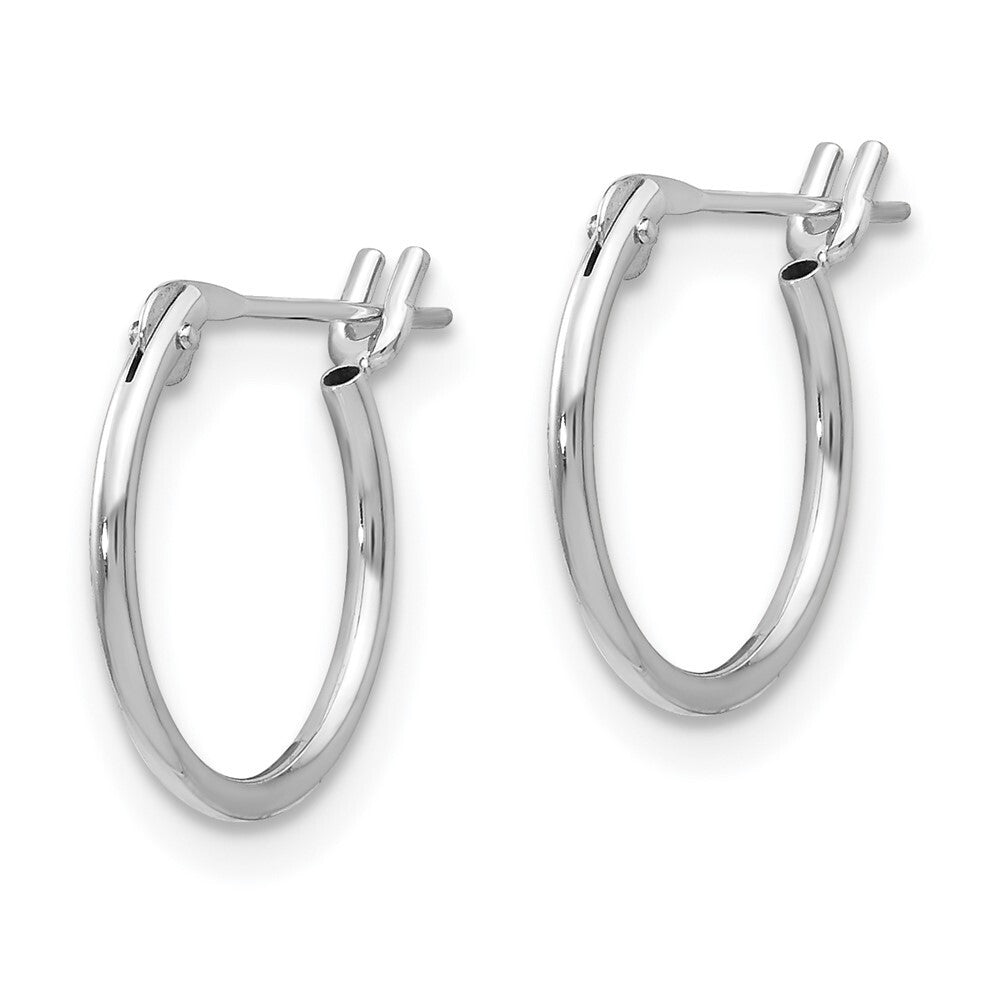 14k White Gold 1mm Hoop Earrings Gift for Women