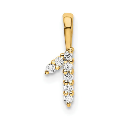 14k Yellow Gold Diamond Number 1 Pendant