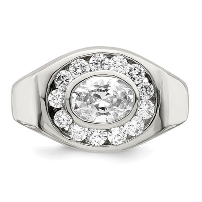 Sterling Silver Rhodium-plated Men's Cubic Zirconia Ring Size 11