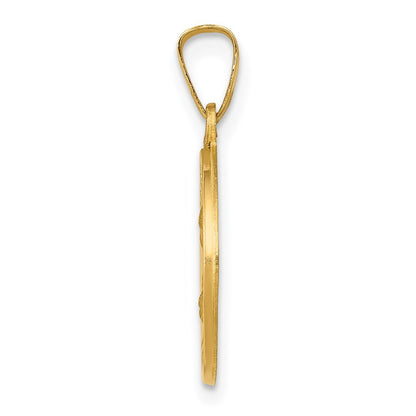 14k Yellow Gold Polished and Satin St Theresa Medal Hollow Pendant