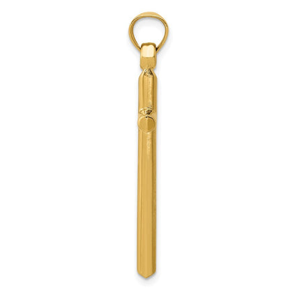 14k Yellow Gold Polished Hollow Cross Pendant
