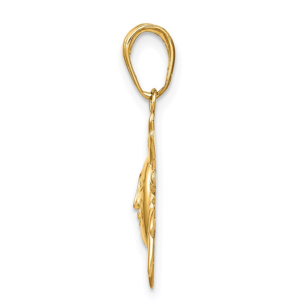 14k Yellow Gold Polished Small Sun Charm Pendant for Women