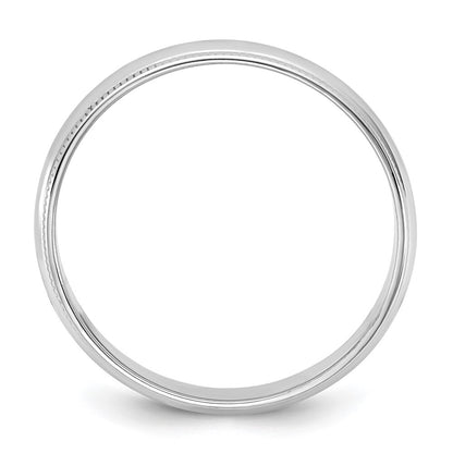 14k White Gold 4.5mm LTW Milgrain Half Round Band Size 10